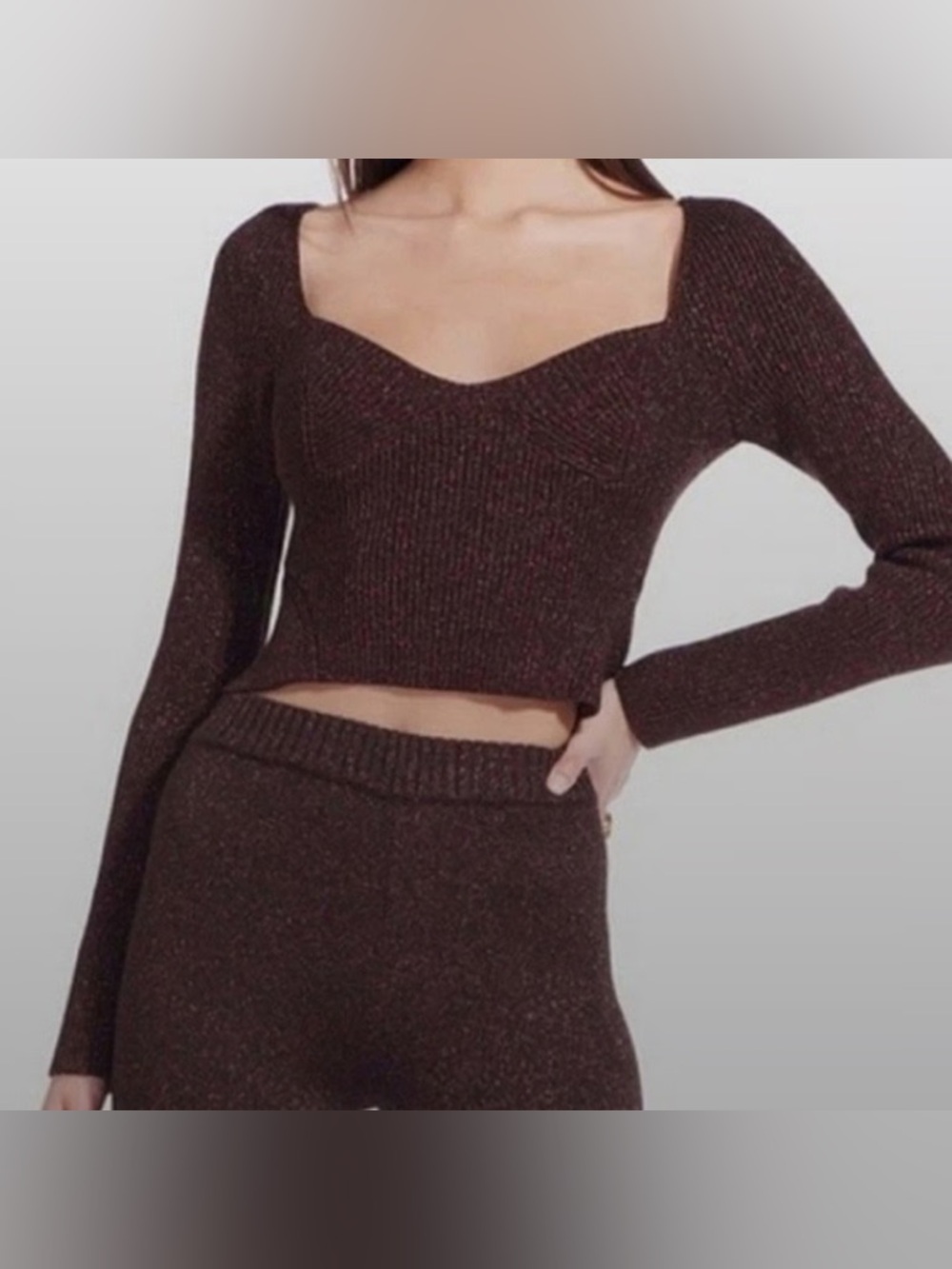 Staud. Cerro Top Brown Metallic Sweater. Size XS.